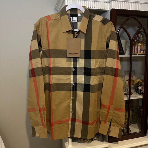 Burberry Collard Check Long Sleeve Dress Shirt NEW - Picture 1 of 5